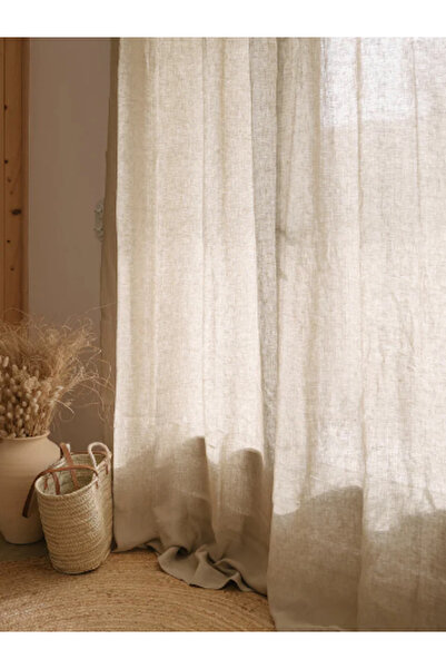 KÜTÜKhouse Keten Perde bej Çubuk Cepli