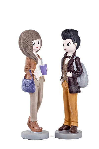 MUKKO HOME Tarz Giyimli Sevgili Biblo Seti – 2’li Polyester figür Sevgiliye H...