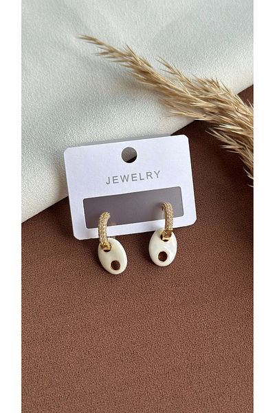 Asteria Jewelry White Button Mers Earrings