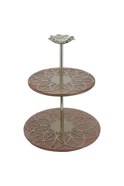 Alsaif Gallery Stand for Serving Desserts, Stainless Steel - Alsaif Gallery, 28×28×36 cm, 2 Tier - Brown