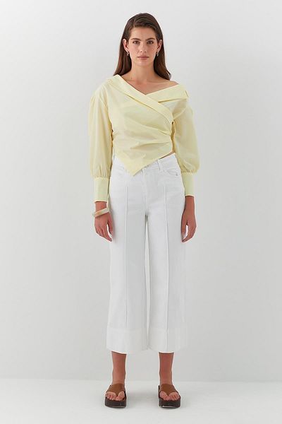 MARKALİSTE Crop Wide Leg Jean Trousers White