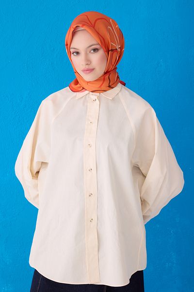 Belli Eșarfă din mătase twill 4113D model în dungi portocaliu-multicolor-81