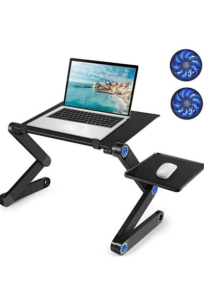 huitich Extended Version Laptop Desk: Aluminium Alloy Folding Portable Laptop Table Notebook Desk Stand Bed
