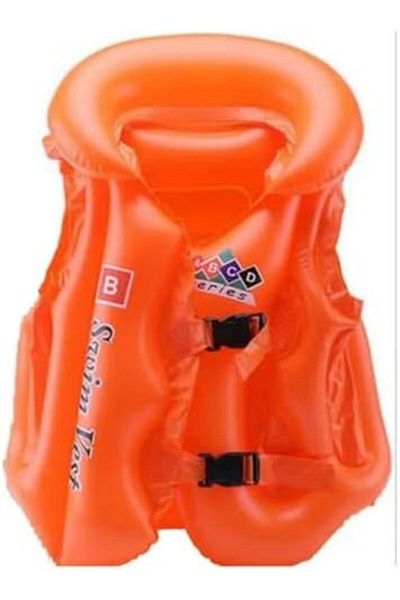 Toys Box Inflatable Swim Vest 60 cm with Safety Clips for Kids Aged 6+ - Orange