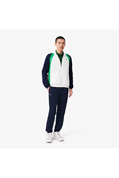 Lacoste Erkek Regular Fit Kapüşonlu Renk Bloklu Beyaz Eşofman Takımı