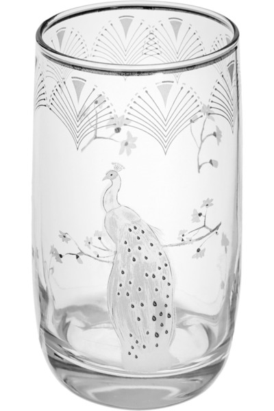 Alsaif Gallery Saif Gallery Porcelain Dinner Set, Peacock Design, 24 Pieces - White