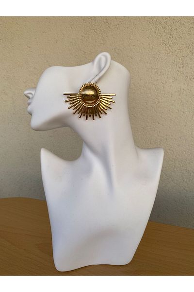 sain jewelry Gold Plated Zircon Stone Sun Model Earrings