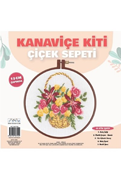 BALIM ÖRGÜ EVİ Kanaviçe Kit Çiçekli Bisiklet 19 Cm Kahverengi Kasnak