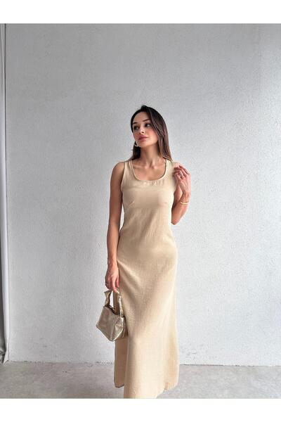 Mooi Butik OSTRO Midi Elbise 1982 - Vizon