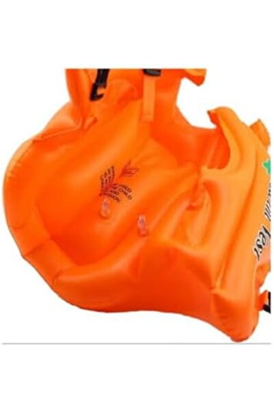 Toys Box Inflatable Swim Vest 60 cm with Safety Clips for Kids Aged 6+ - Orange