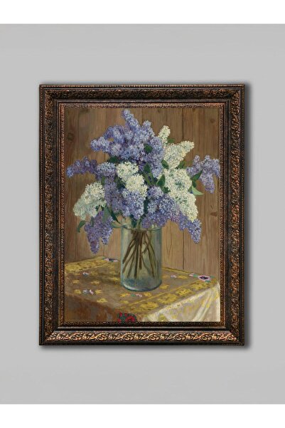 WoodyArts Mimoză mov și albă - cadru antic din bronz