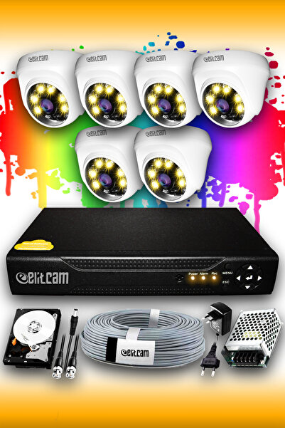 Elitcam 6 Kameralı Dome 6 Iç Kamera Set 320 Gb Hdd Full Hd Renkli Gece Görüşl...