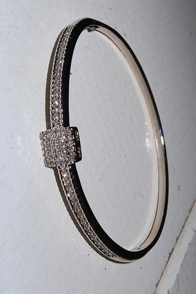 TAKIŞTIR Silver Color Stone Detailed Steel Xuping Vip Handcuff Bracelet