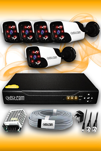 Elitcam 5 Kameralı Panda 5 Dış Kamera Set Hdd'siz Full Hd Gece Görüşlü Güvenl...