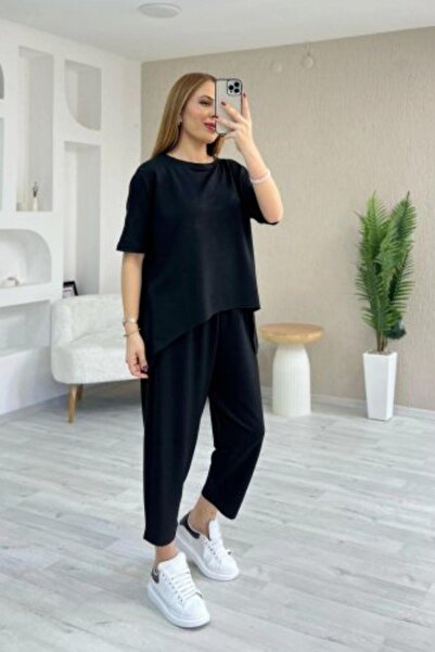 Mossta Loose Cut Pocket Rope Detailed Double Suit - Black