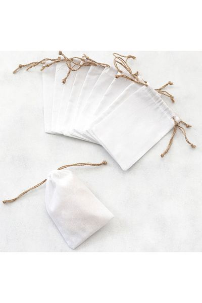 Bimotif Pouch for Lace-Up White Raw Cloth Fabric, 10X15 cm 5 Pcs