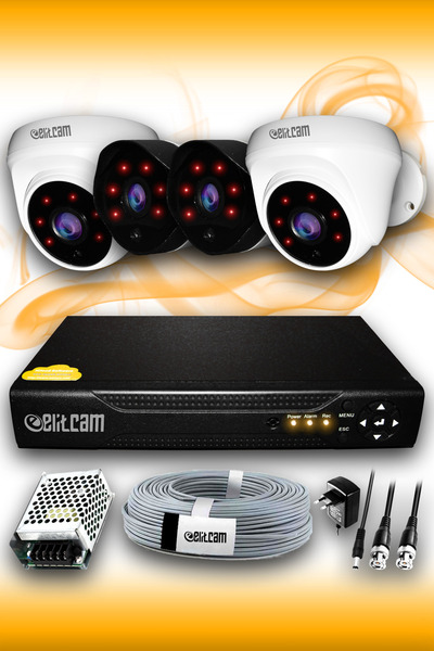 Elitcam 4 Kameralı Uzay 2 Iç Kamera Set Hdd'siz Full Hd Gece Görüşlü Güvenlik...