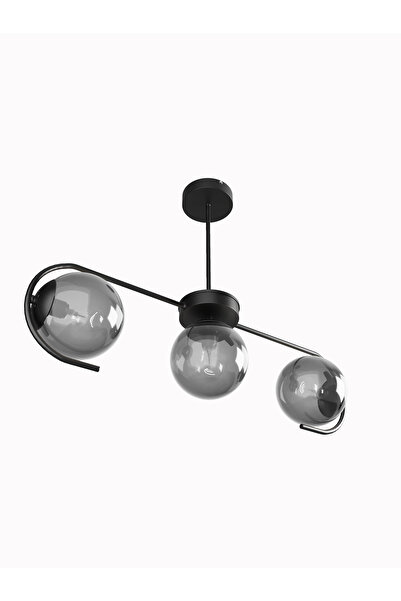 avizade Ayza Modern Siyah Metal Gövdeli 3’lü Füme Cam Küre Avize | Aydınlatma Avize Modeli
