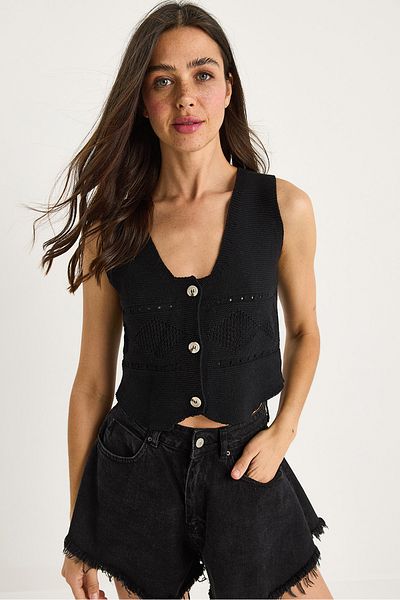 Bianco Lucci Women's V-Neck Thick Strap Knitwear Vest 20251030