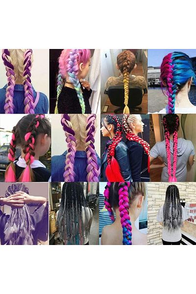 FITINT Colored Hair Extensions - Single Color for Braided Ponytails