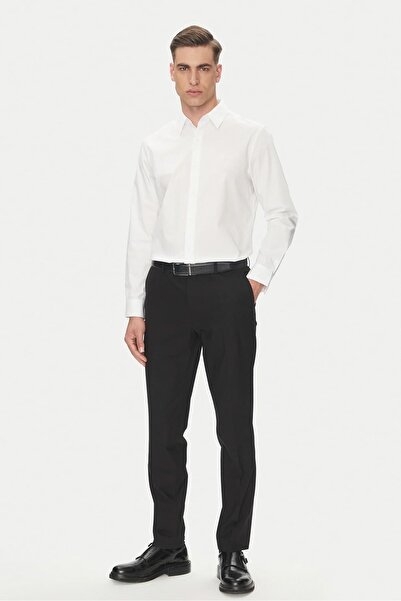 Calvin Klein Erkek Uzun Kollu Klasik Kesim Gömlek - Beyaz