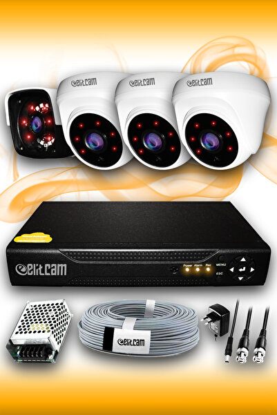 Elitcam 4 Kameralı Panda 3 Iç Kamera Set Hdd'siz Full Hd Gece Görüşlü Güvenli...