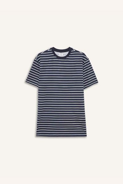 DeFacto New Season Pajama Set Regular Fit Striped Short Sleeve Top Long Bottom