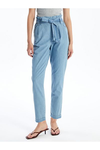 LC Waikiki Elastic Waist Paperbag Women's Jean Trousers