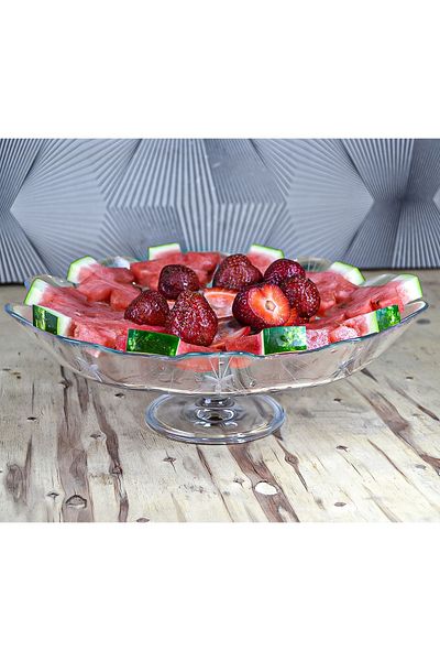 DECOCIA 32 cm Glass Fruit Bowl Presentation Bowl with Feet