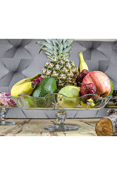 DECOCIA 32 cm Glass Fruit Bowl Presentation Bowl with Feet