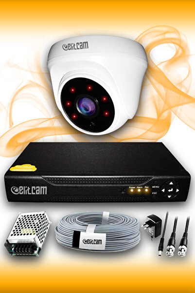 Elitcam 1 Kameralı Dome 1 Iç Kamera Set Hdd'siz Full Hd Gece Görüşlü Güvenlik Kamerası Sistemi