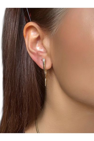 DGK COLLECTİON The Latest Models of Daily Fashionable Earrings with Stones and Cross Image