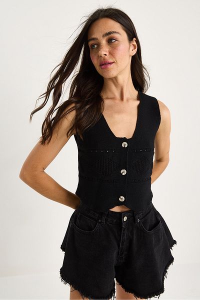 Bianco Lucci Women's V-Neck Thick Strap Knitwear Vest 20251030