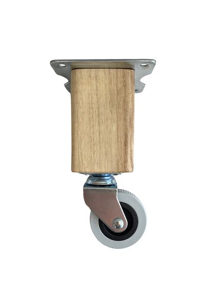 GOLDENWOODEN Kale Wooden Wheel Leg Furniture Table Cabinet Wheel Leg (Without Brake)(15cm)(Walnut Tree)(2 Pcs)
