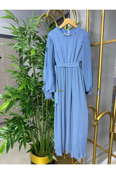Ebrar Piliseli Elbise Mavi