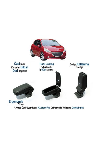 TUNAX OTO Peuvoat 208 Special for Vehicle Armrest Armrest Without Screw 2012 2013 2014 2015 2016 2017 2018 2019