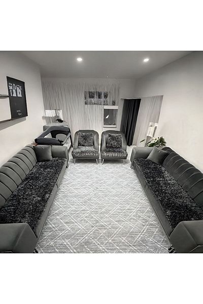 mdhomecarpet Set de huse de scaun elegant, realizat manual, 4 piese |   Husă lavabilă din pluș țesut cu două fețe