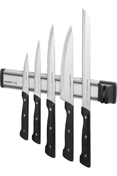 TESCOMA President Magnetic Knife Strip with Sharpener – Assorted, 8 x 4.5 x 44.9 cm