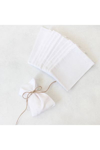 Bimotif Plain White Raw Cloth Fabric Pouch, 9X12 cm 25 Pcs