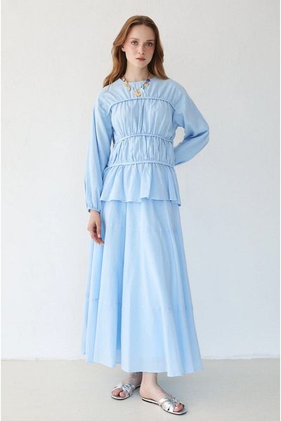 DEMET Bade Cotton Voile Fabric Double Skirt Suit