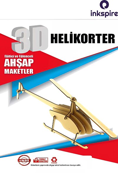 inkspire 3D Ahşap Maket 3 Boyutlu Boyanabilir Geçmeli Puzzle Maket Tahta Çocuklar İçin Kendin Yap Kendin Boya