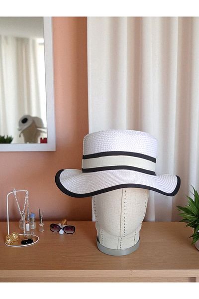 Shopiolog Gondola Women's Straw Hat with Bow Summer, Beach, Sun Hat, Women's Accessory, Fashion, Style, Summer Fashion