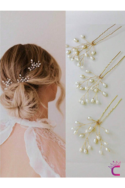 Cinderella 3 bucăți coroană de mireasă elegantă cu perle ac de păr coc de păr...