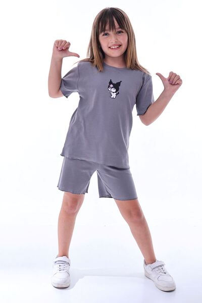 ZUZUNGA Ribana Beybi Overlock Detailed Kuromi Embroidered Top-Under Set