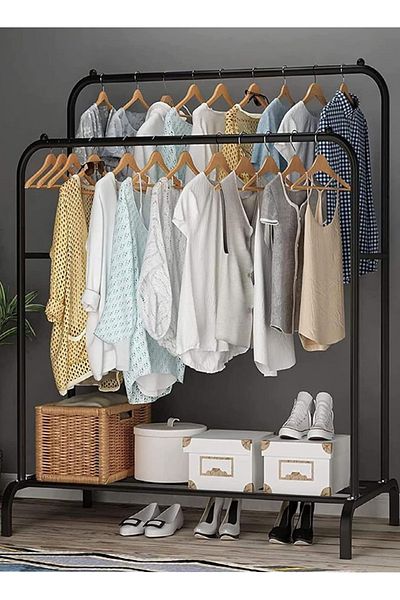 Cady One Clothes Organizer And Holder Metal Stand 150x45x96 Black