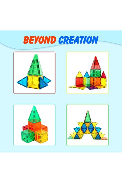 GEMMICC 55 قطعة من البلاط المغناطيسي، مجموعة بداية من 55 قطعة (مكعبات بناء مغناطيسية، لعبة تعليمية STEM)