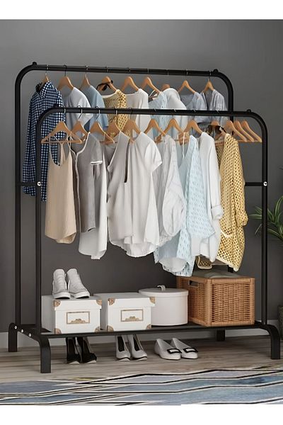 Cady One Clothes Organizer And Holder Metal Stand 150x45x96 Black