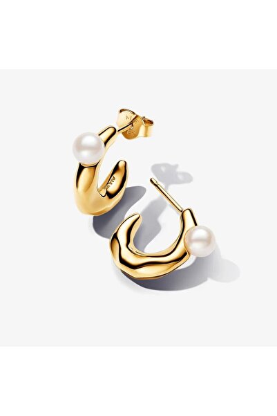 Pandora Round Earrings With Organic Shape And Treated Freshwater Cultured Pearls