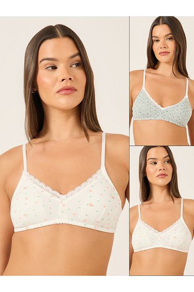 Styli Pack of 2 - Ditsy Printed Ribbed T-Shirt Bra