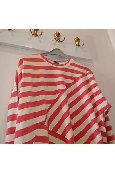 OceanGiyim Women's Tunic Dark Pink Striped Tunic
